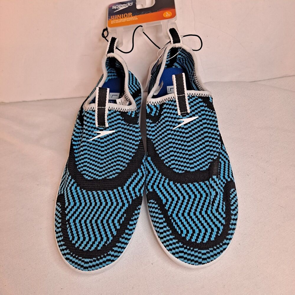 Speedo Junior Surf Strider Water Shoes Big Kid Size L (4/5) Blue Black